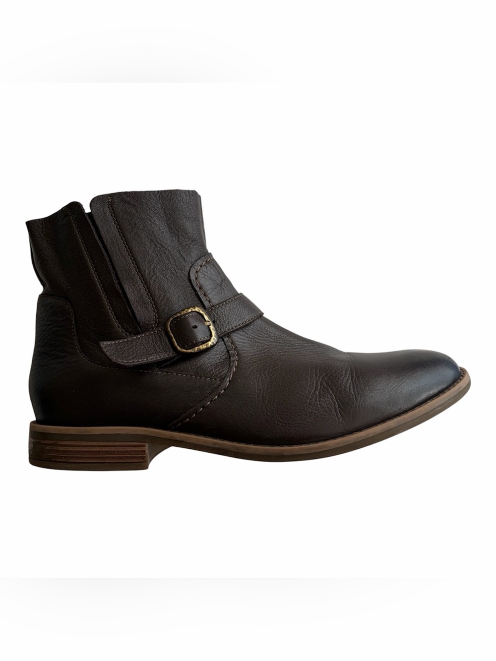 Clarks Collection Womens Size 12 Dark Brown Leather Ankle Boots Buckle